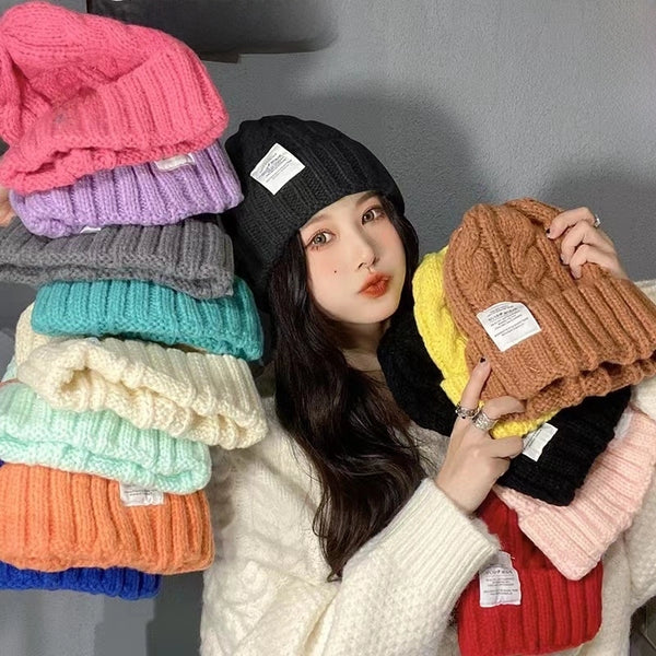 Japanese Style Student Hat Female Autumn And Winter High-looking Thick Knitted Wool Hat Versatile Loose Big Head Circumference Cold Hat