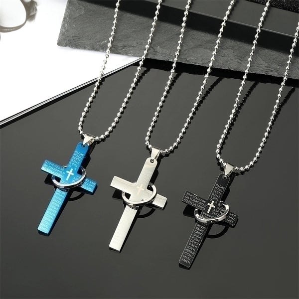 Jewelry Trend Punk Stainless Steel Color Cross Belt Ring Rock Geometric Sweater Chain