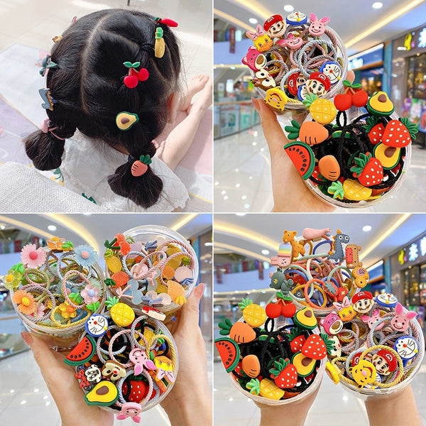 Kid'S Cartoon Style Fruit Flower Plastic Handmade Hair Tie