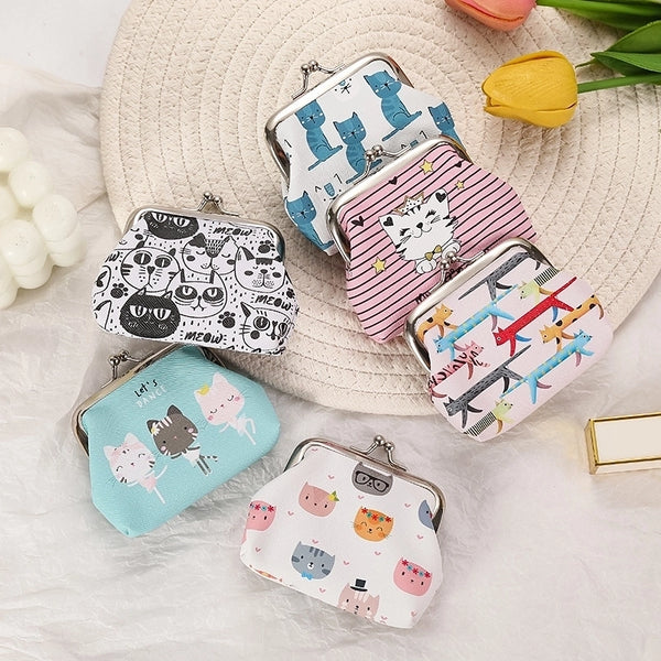 Kid'S Cat Pu Leather Buckle Kids Wallets