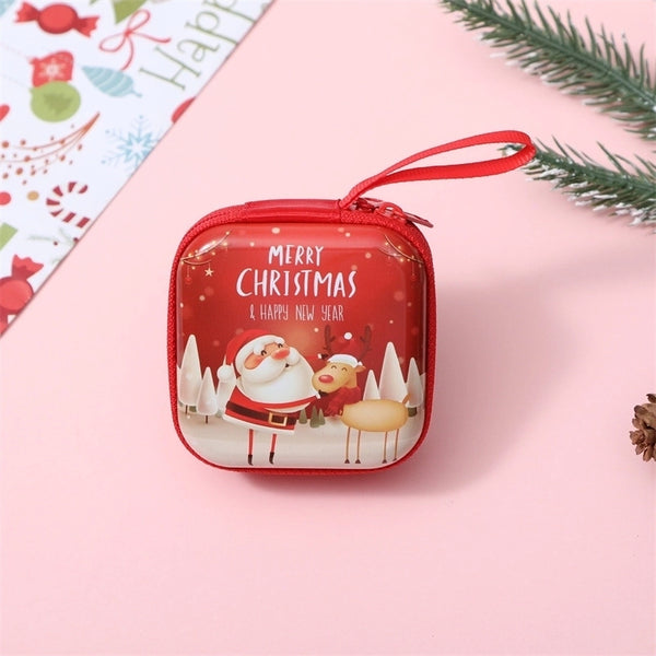 Kid'S Christmas Tree Santa Claus Letter Tinplate Zipper Coin Purses