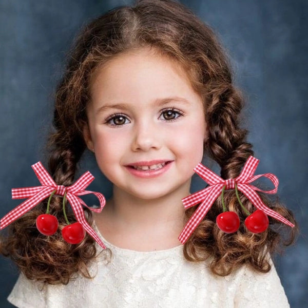 Kid'S Cute Cherry Bow Knot Alloy Plastic Cloth Hair Clip