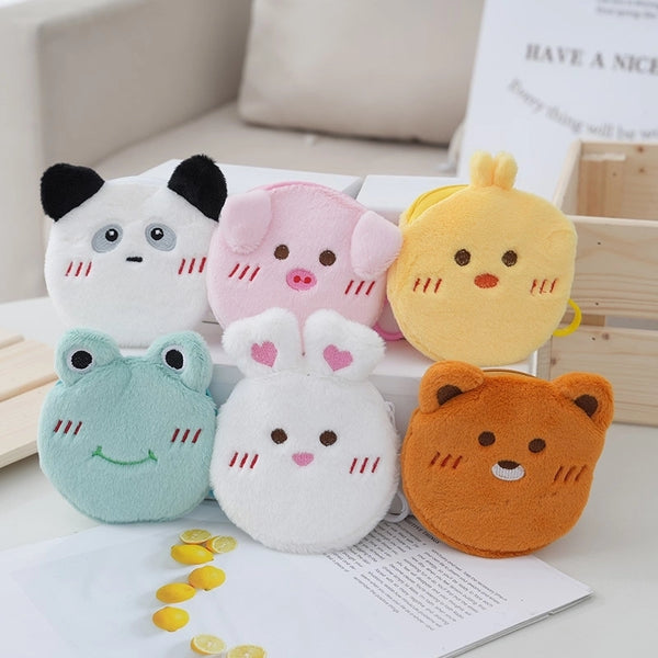 Kid'S Plush Animal Cute Round Zipper Small Wallets Coin Purse