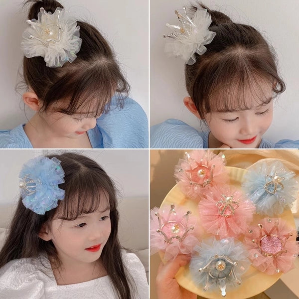 Kid'S Princess Crown Cloth Hair Clip