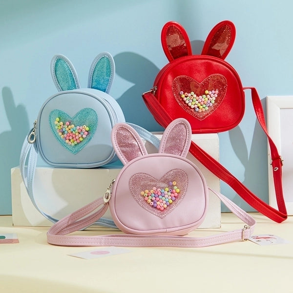 Kid's Mini Pu Leather Heart Shape Cute Zipper Crossbody Bag