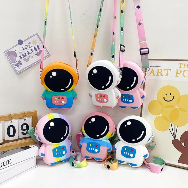 Kid's Silica Gel Cartoon Cute Round Zipper Shoulder Bag Crossbody Bag