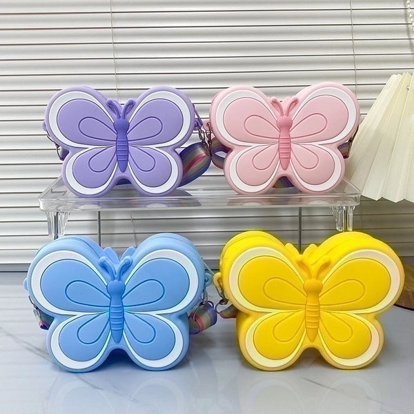 Kid's Small Pvc Butterfly Cute Butterfly Shape Zipper Crossbody Bag