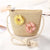 Kid's Small Straw Flower Cute Bucket Zipper Shoulder Bag Crossbody Bag