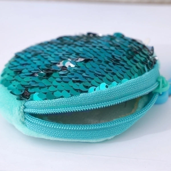 Kid's Solid Color Sequin Zipper Coin Purses