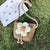 Kid's Straw Flower Cute Weave Round Zipper Crossbody Bag