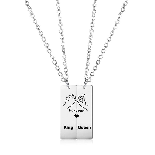 King And Queen Letter Stainless Steel Necklace