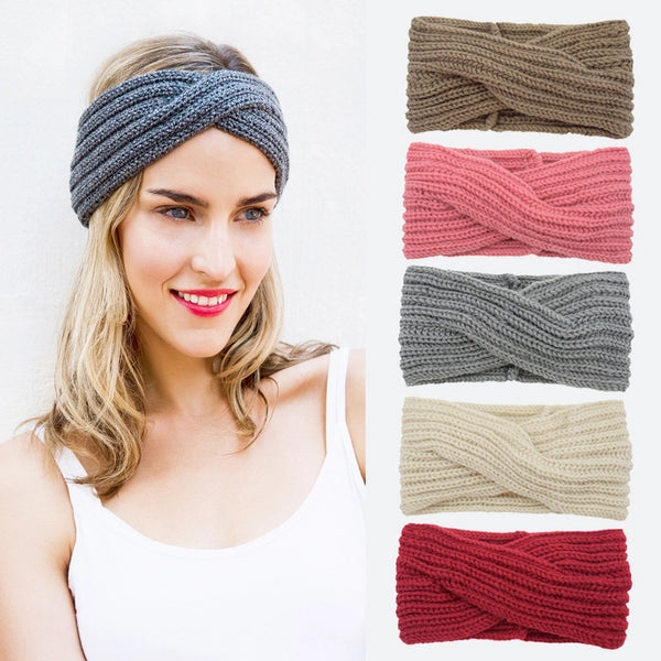 Knitted Cross Twist Hair Belt Ear Protector Headgear Hand-woven Headband Fashion Warm Autumn And Winter Hair Accessories