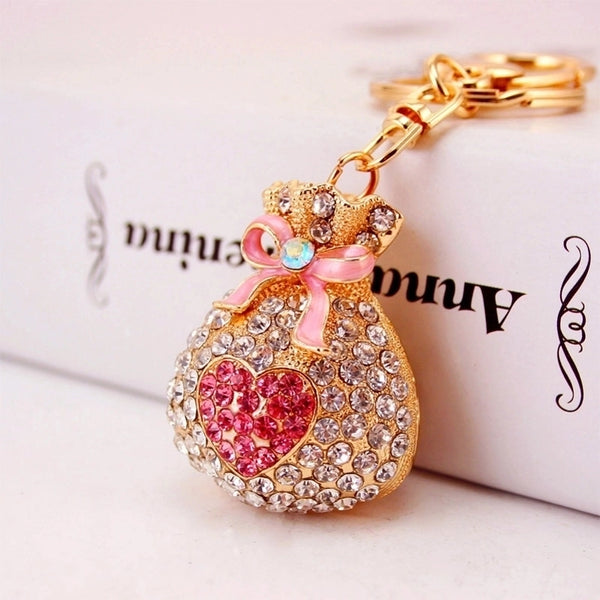 Korean Alloy Lucky Purse Diamond Keychain