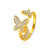 Korean Beautiful Butterfly  Micro-inlaid Zircon Open Ring