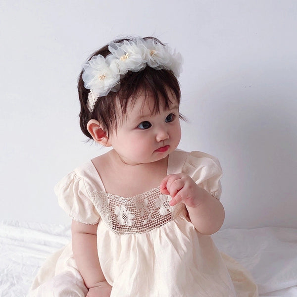 Korean Children's Hair Accessories Baby Baby Hair Band Super Fairy Mesh Five Flower Headwear Full Moon Birthday Hair Band