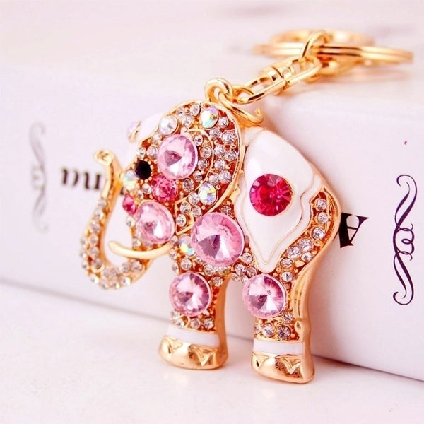 Korean Creative Gemstone Elephant Keychain