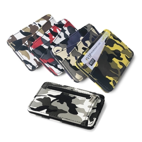 Korean Fashion Creative Camouflage Pu Leather Magic Bag New Zipper Coin Purse Mini Wallet Flip Thin Wallet Wholesale