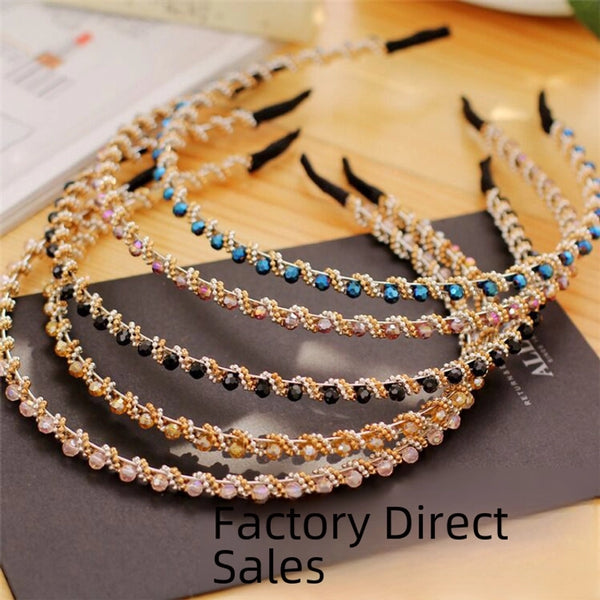 Korean Fashion Crystal Hairband Adult Simple Pressure Hair Non-slip Hairpin Temperament Rhinestone Women's Head Cave Headband Wholesale