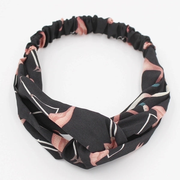 Korean Flamingo Elastic Cross Fabric Hair Band