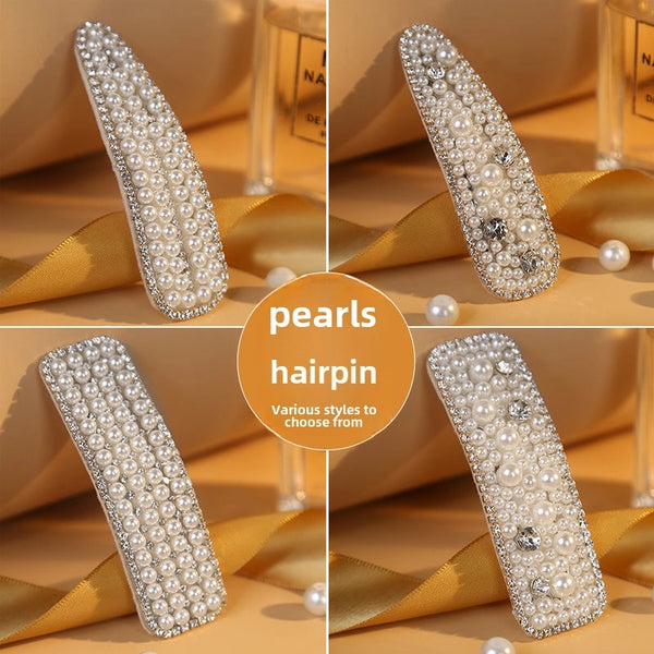 Korean High-grade Pearl Czech Diamond Hair Clip Adult Women's Simple Fashion BB Clip Side Clip Bangs Clip Headdress