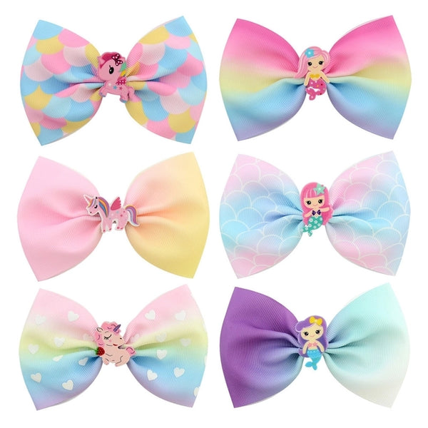 Korean Mermaid Acrylic Cartoon Bow Barrettes Children's Hair Accessories Baby Side Clip Press Clip Bang Clip 929