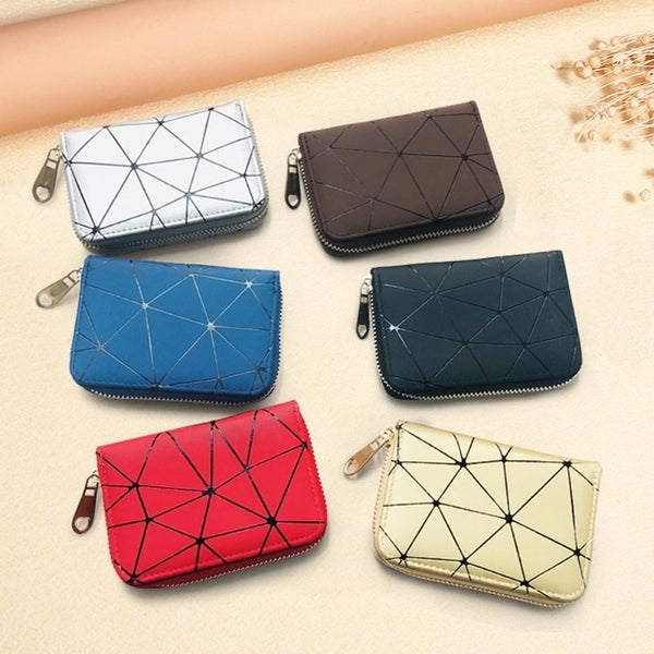 Korean Rhombus Organ Fashion Multi-card Position Business Card Holder Zipper Card Holder Coin Purse For Women