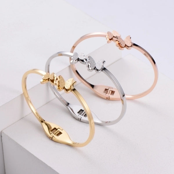 Korean Simple Stainless Steel Three-dimensional Colorful Butterfly Bracelet Wholesale