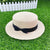 Korean Straw Hat Shading Hat Summer Flat-brimmed Bow Straw Flat Top Hat