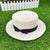 Korean Straw Hat Shading Hat Summer Flat-brimmed Bow Straw Flat Top Hat