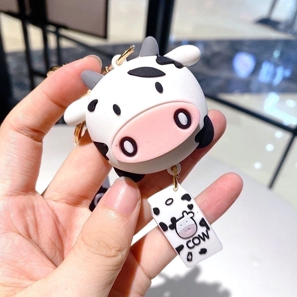 Korean Style Creative New Cartoon Cute Cow Keychain Pendant Cars And Bags Hanging Decoration Year Of The Ox Small Gift Wholesale