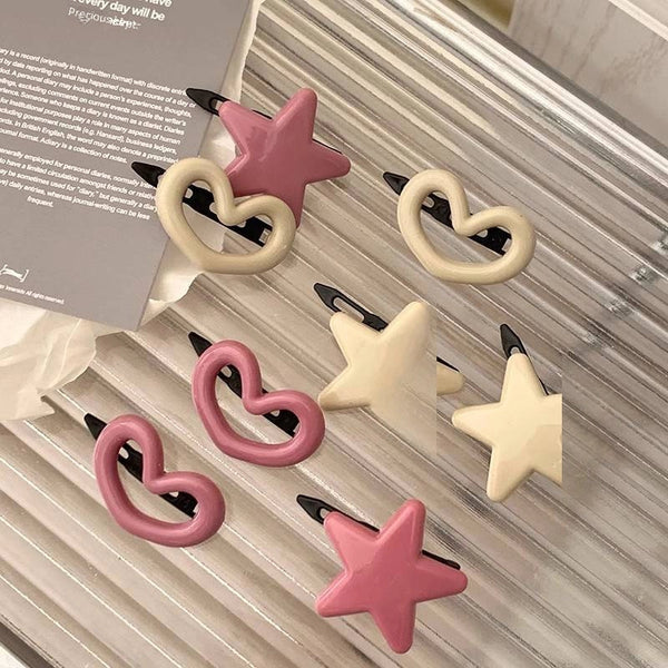 Korean Style Cute Small Duckbill Clip Frog Buckle Bangs Side Broken Hair Clip Headdress Girl Pink Love Hair Clip