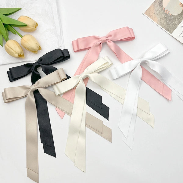 Korean Style Double-layer Bow Ribbon Hairclip Women's Ballet Girl Side Clip Back Head Top Simple  Hair Accessories