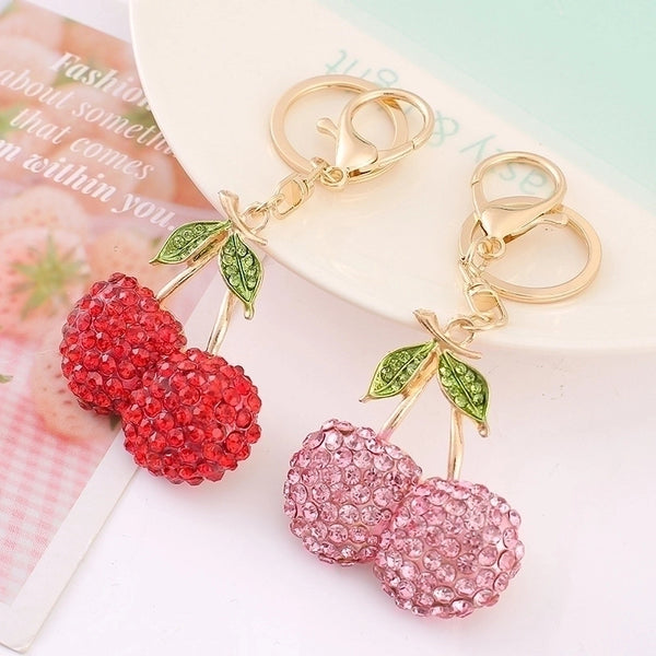 Korean Style Fruit Alloy Inlay Rhinestones Unisex Bag Pendant Keychain