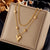 Korean Style Heart Shape Titanium Steel Layered Plating 18k Gold Plated Layered Necklaces