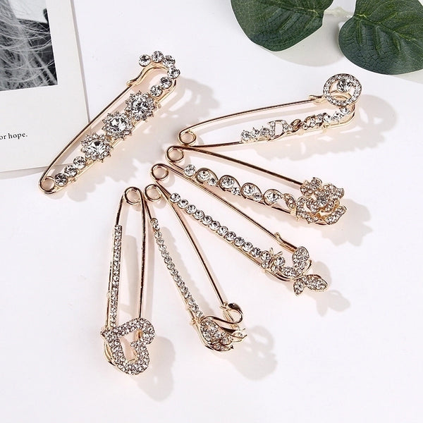 Korean Style Pin Heart Shape Bow Knot Alloy Inlay Rhinestones Women's Brooches