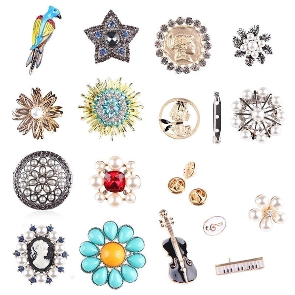 Korean Style Pin Star Flower Alloy Plating Inlay Rhinestones Pearl Unisex Brooches