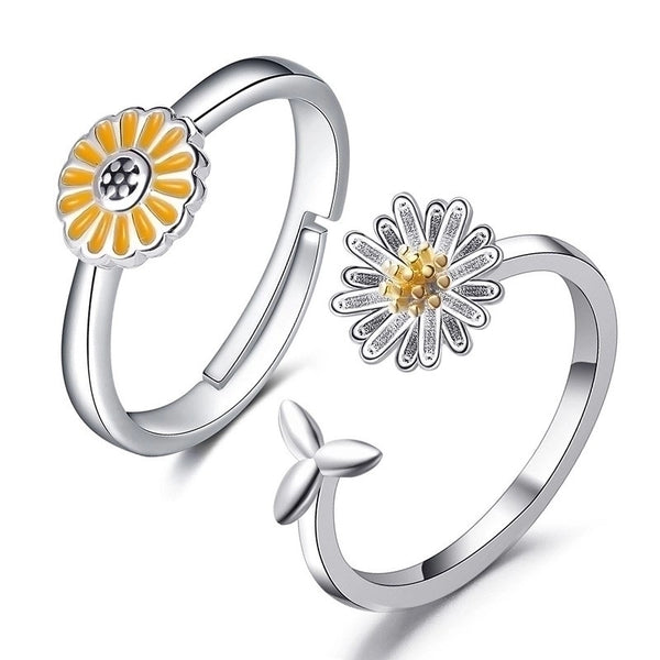 Korean Style Simple Daisy Flower Ring Sunflower Ring Adjustable Ring Wholesale