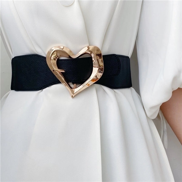 Korean Version Of Heart-shaped Buckle Elastic Girdle Women's Belt