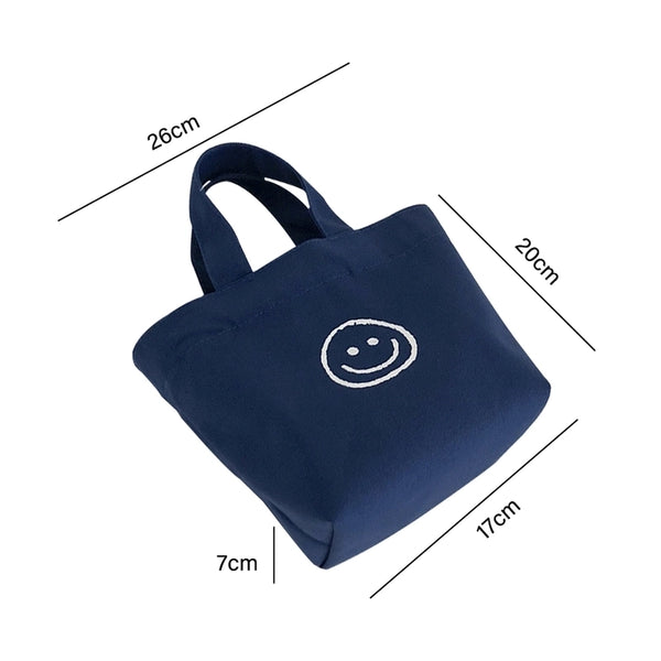 Korean Version Of The  New Smile Face Bag  Wind Super Fire Canvas Bag Female Student Bento Mini Handbag Wholesale