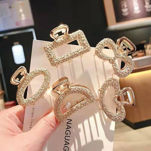 Korean-style Metallic Grasp Clip Simple Wind Medium Small Alloy Hair Grasp Back Of Head Girly Hair Top Clip Headwear