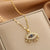 Lady Animal Flower Artificial Pearl Titanium Steel Copper Plating Inlay Zircon Pendant Necklace