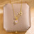 Lady Animal Flower Artificial Pearl Titanium Steel Copper Plating Inlay Zircon Pendant Necklace