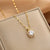 Lady Animal Flower Artificial Pearl Titanium Steel Copper Plating Inlay Zircon Pendant Necklace