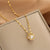 Lady Animal Flower Artificial Pearl Titanium Steel Copper Plating Inlay Zircon Pendant Necklace