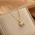 Lady Animal Flower Artificial Pearl Titanium Steel Copper Plating Inlay Zircon Pendant Necklace