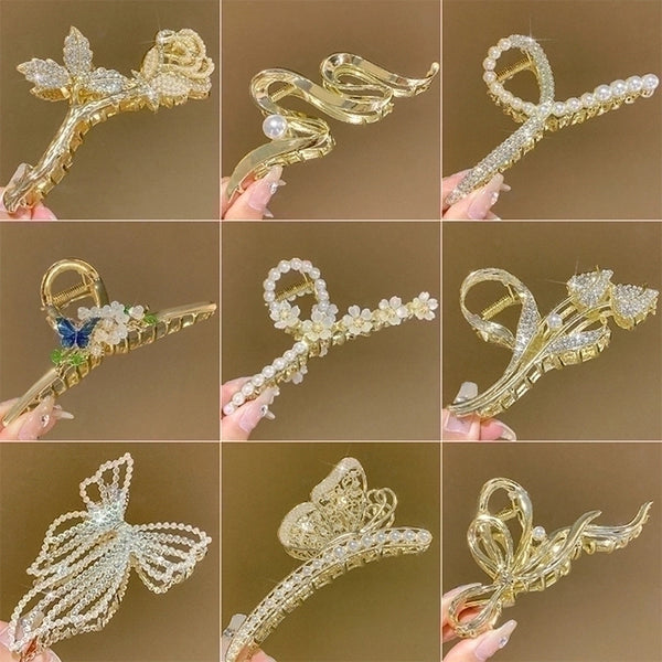 Lady Flower Butterfly Alloy Diamond Hair Claws