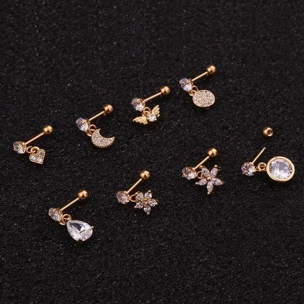 Ear Cartilage Rings & Studs Heart Copper