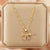 Lady Heart Shape Flower Titanium Steel Plating Inlay Zircon Gold Plated Pendant Necklace