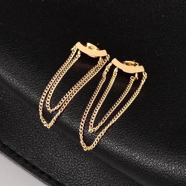 Lady Heart Shape Plating Titanium Steel Drop Earrings