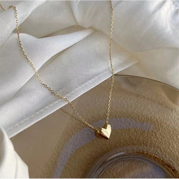 Lady Heart Shape Sterling Silver Plating 14k Gold Plated Necklace